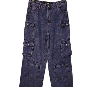 Fashion Nova Purple Acid Wash Cargo Pants 15